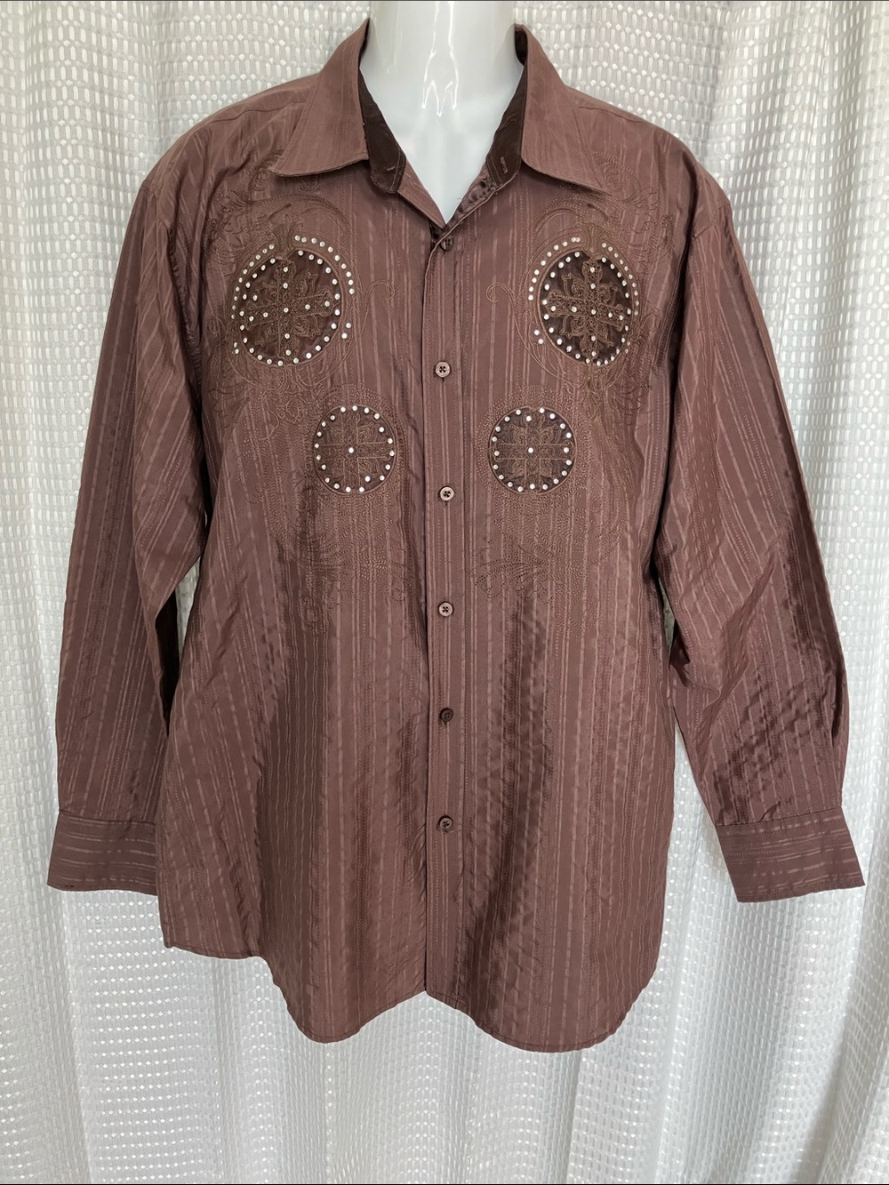 Franky Max XL Embellished Embroidered Western Rockabilly Shirt Chocolate Brown - Picture 2 of 16